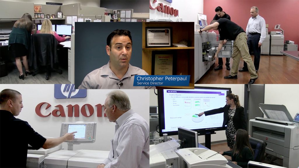 picture of UBS service team, fixing copiers, training