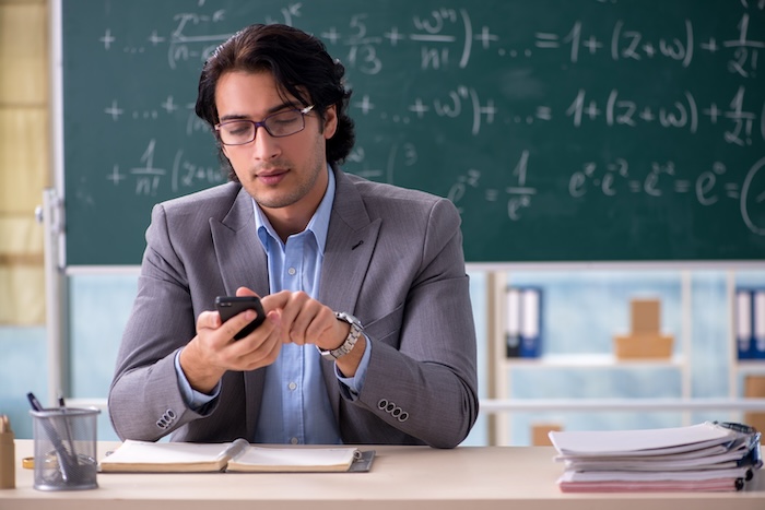 teacher sending document to print from his cellphone